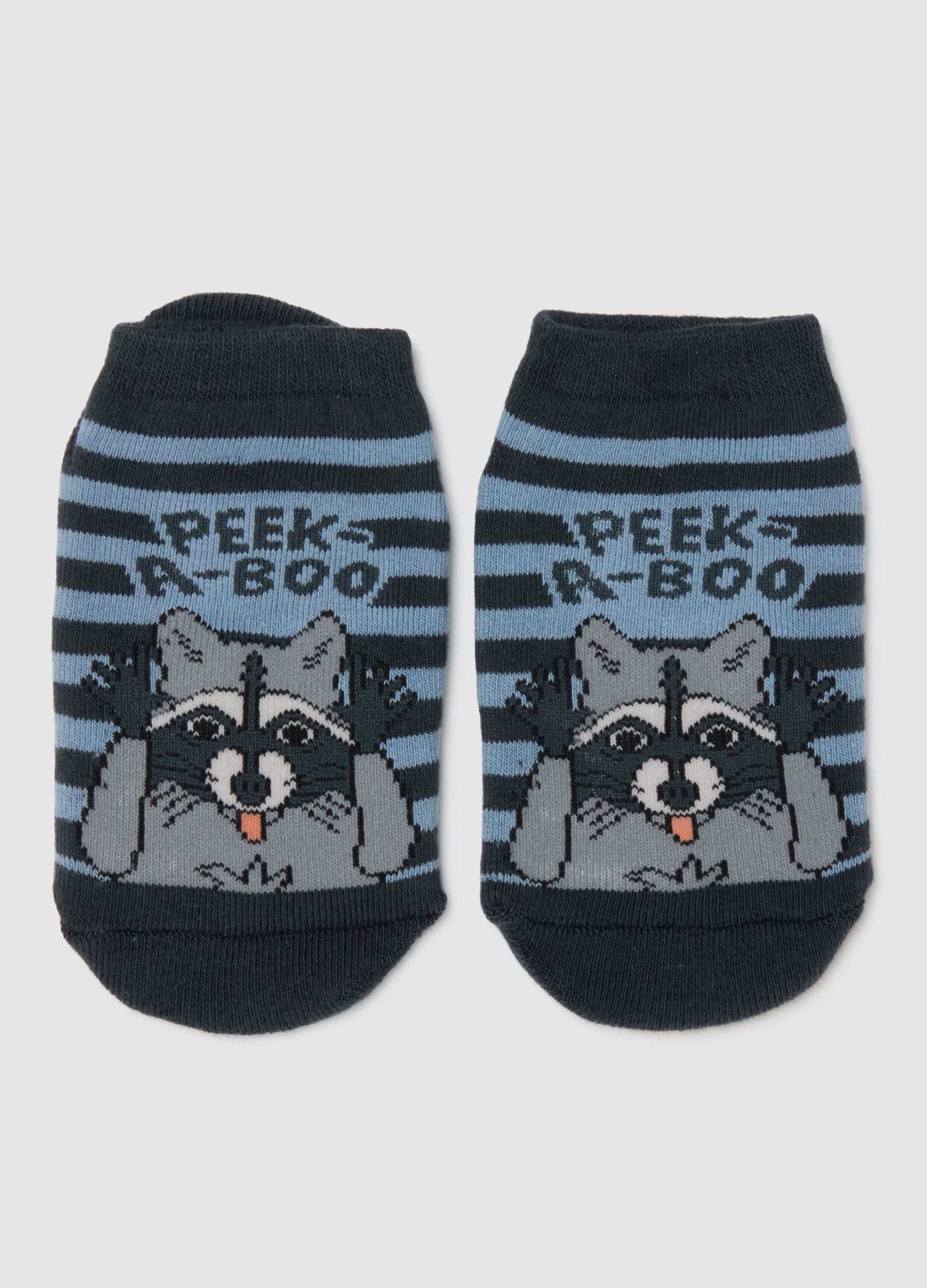 Children's Non-Slip Cotton Blend Blue Socks
