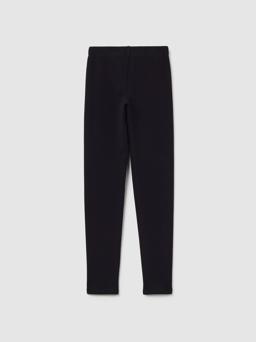 Leggings neri da ragazza in cotone elasticizzato vestibilità skinny_1