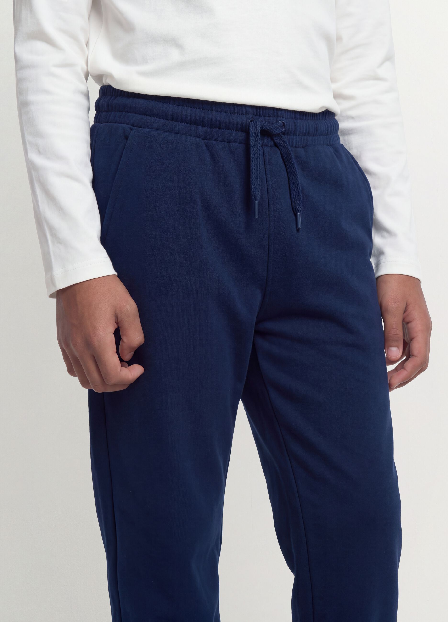 Pantaloni jogger blu in misto cotone organico e viscosa