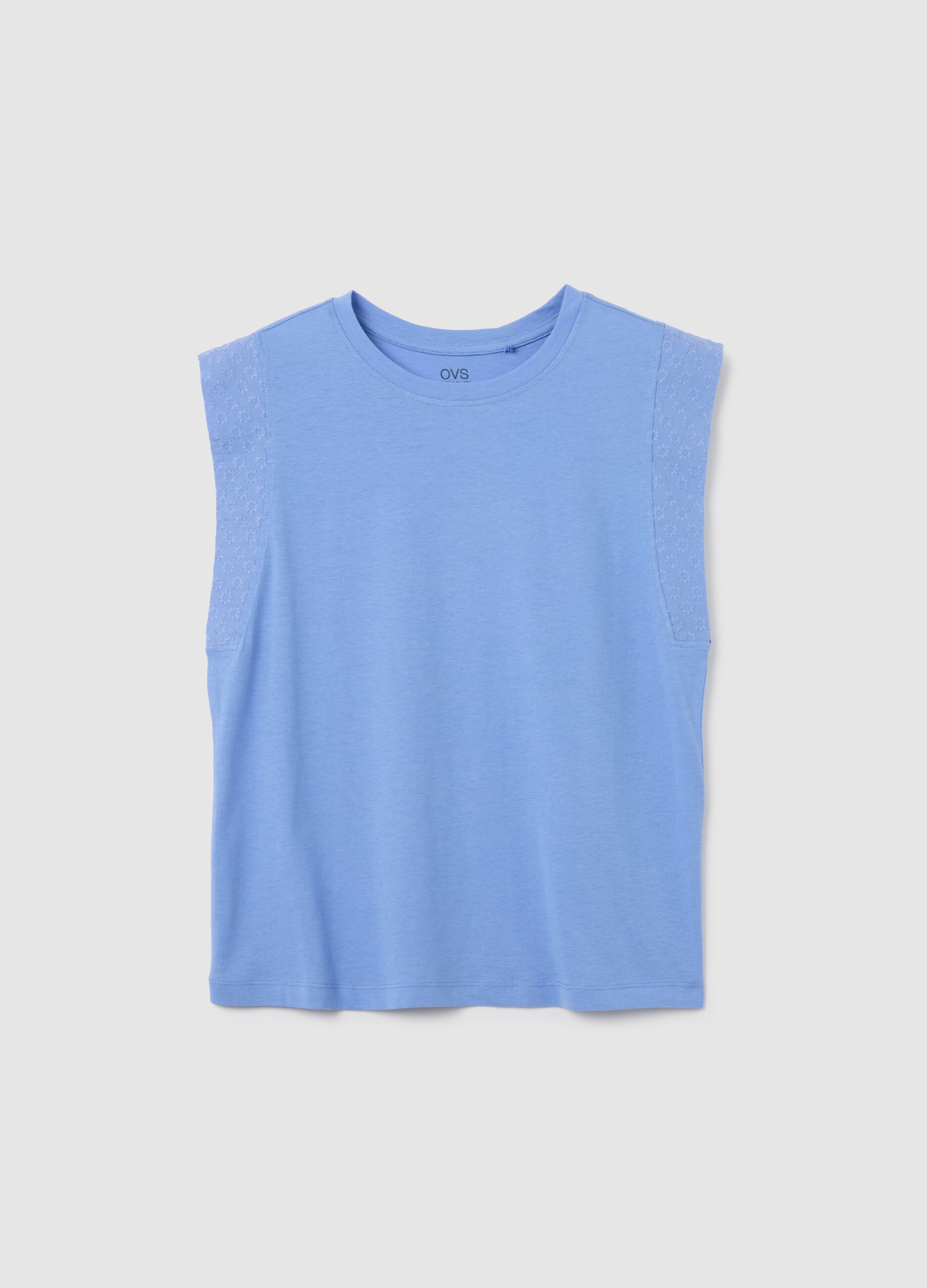 Women's light blue pure cotton regular fit top