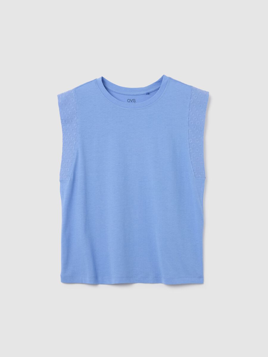 Women's light blue pure cotton regular fit top_4