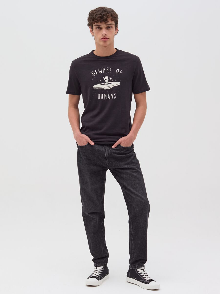 T-shirt with “Be aware of humans” print_1
