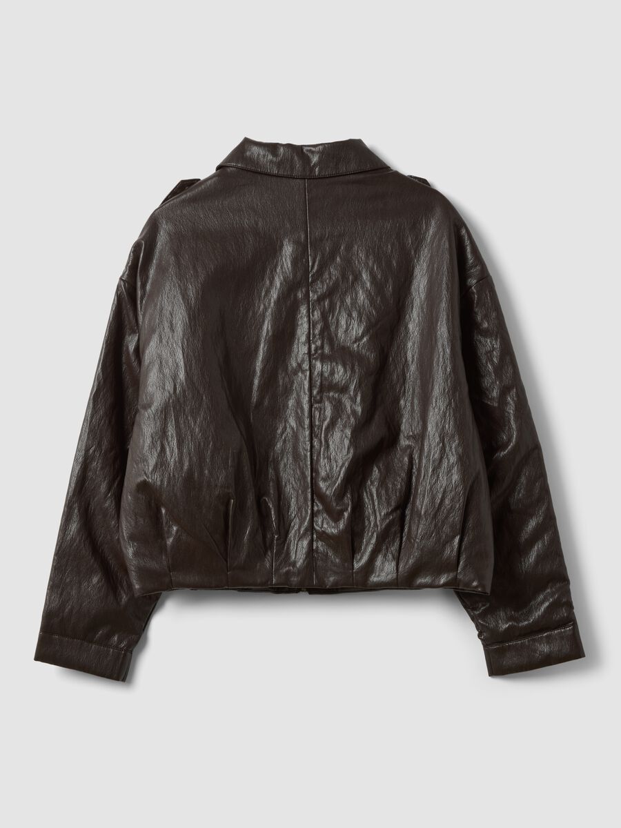 Giacca marrone in misto cotone con zip regular fit_2