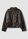 Giacca marrone in misto cotone con zip regular fit_2