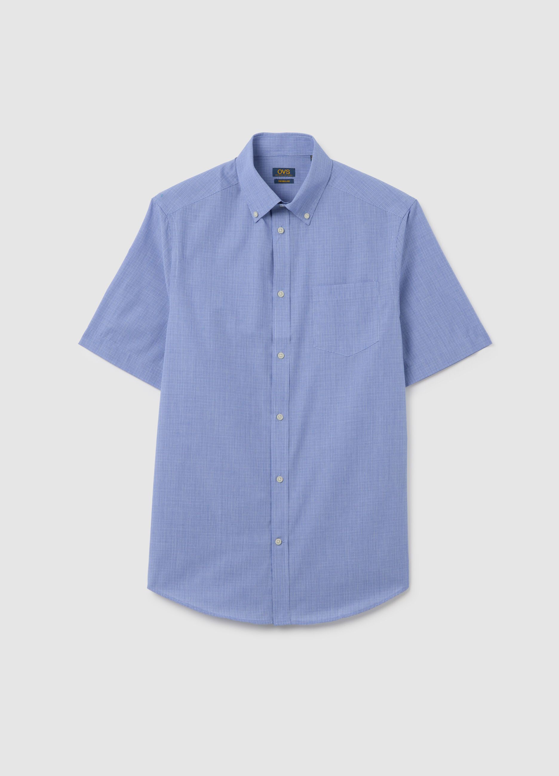 Camicia da uomo in misto cotone blu regular fit