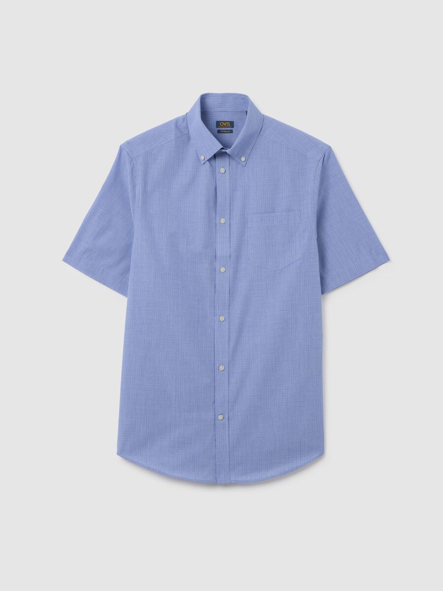 Men's blue cotton blend regular fit shirt_0