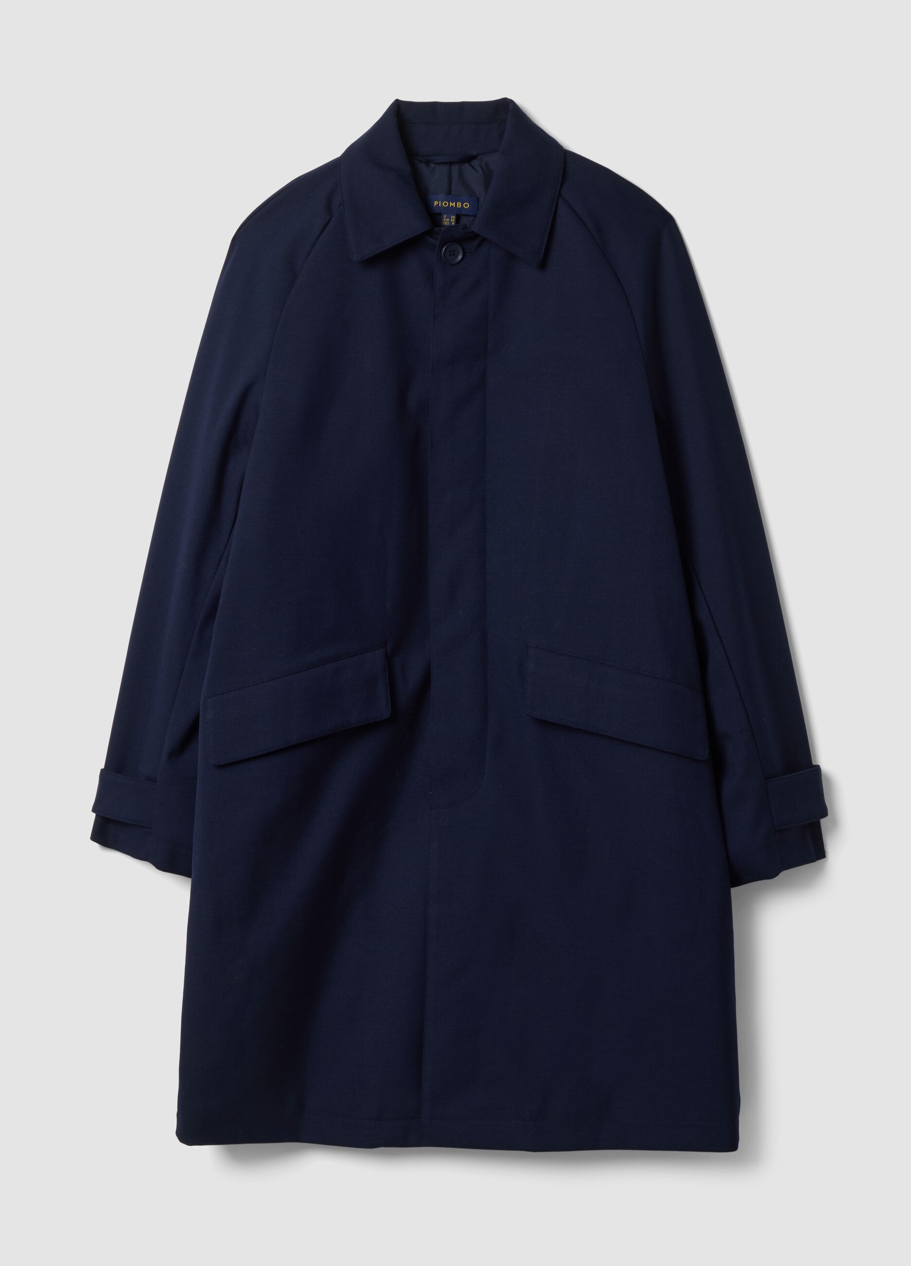Navy blue padded wool and stretch viscose coat, oversized fit