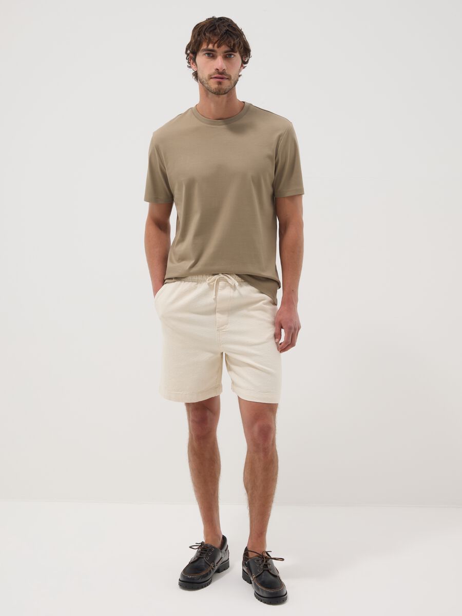 T-shirt beige in puro cotone_1