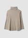 Camel viscose-blend jumper with ribbed high neck, regular fit_6