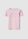 Pink Stretch Cotton T-Shirt for Girls with Designs_0