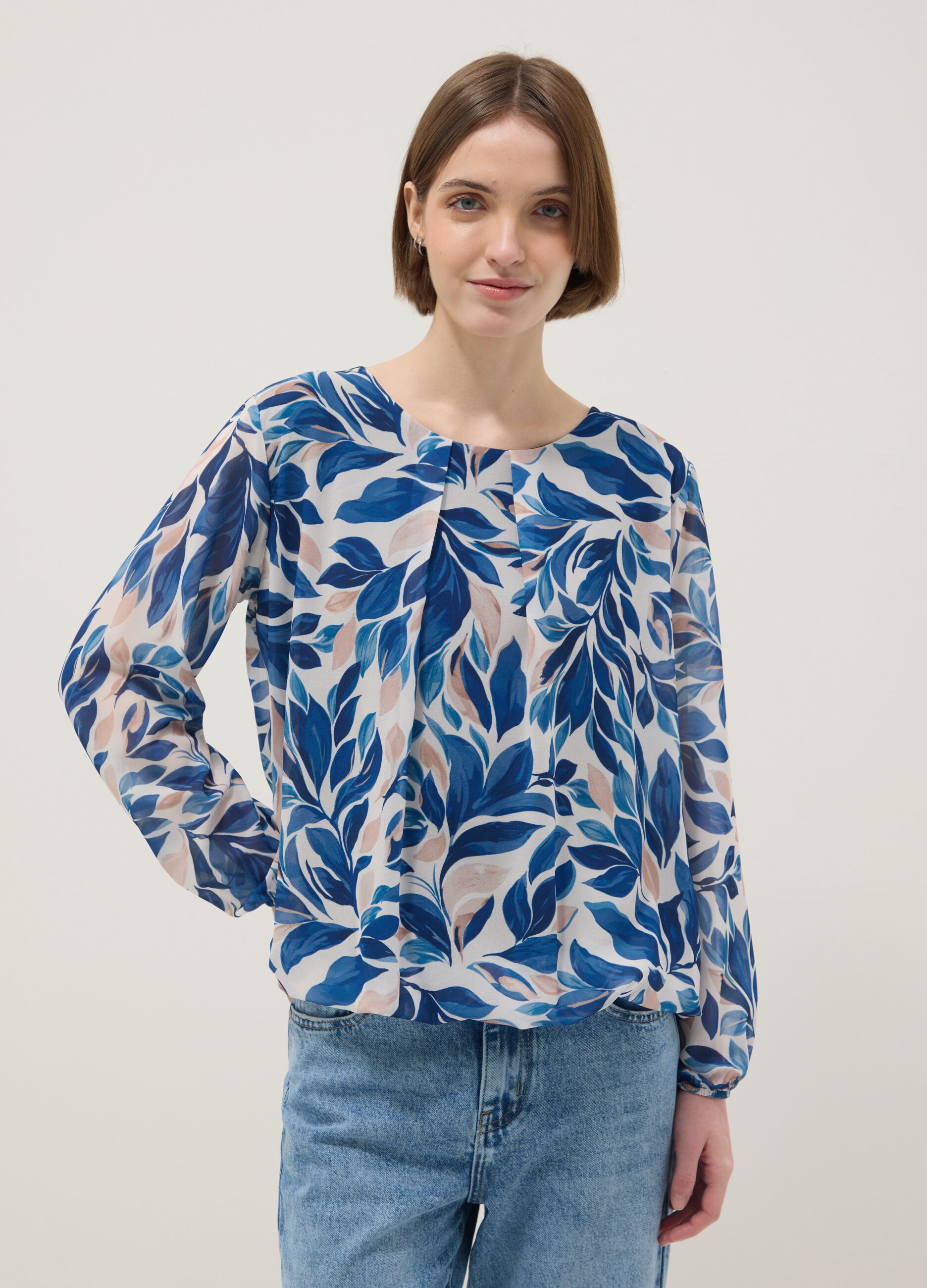 Multicolour Long Sleeve Regular Fit Top with Floral Pattern
