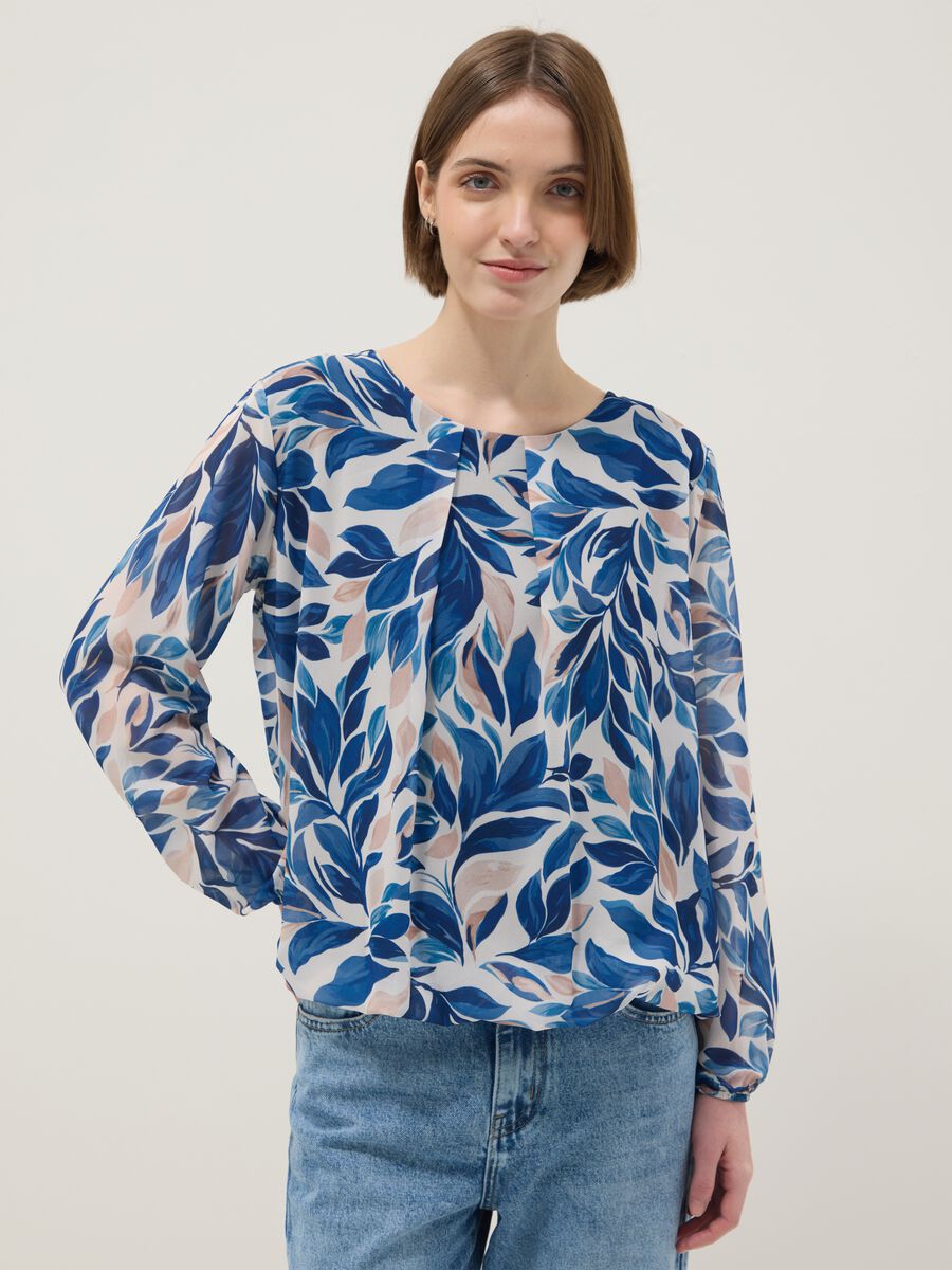 Maglia a maniche lunghe multicolor regular fit con fantasia floreale_0