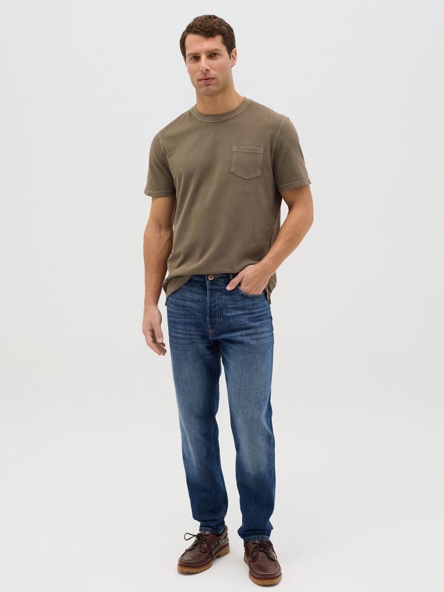 Brown cotton T-shirt with pocket_1