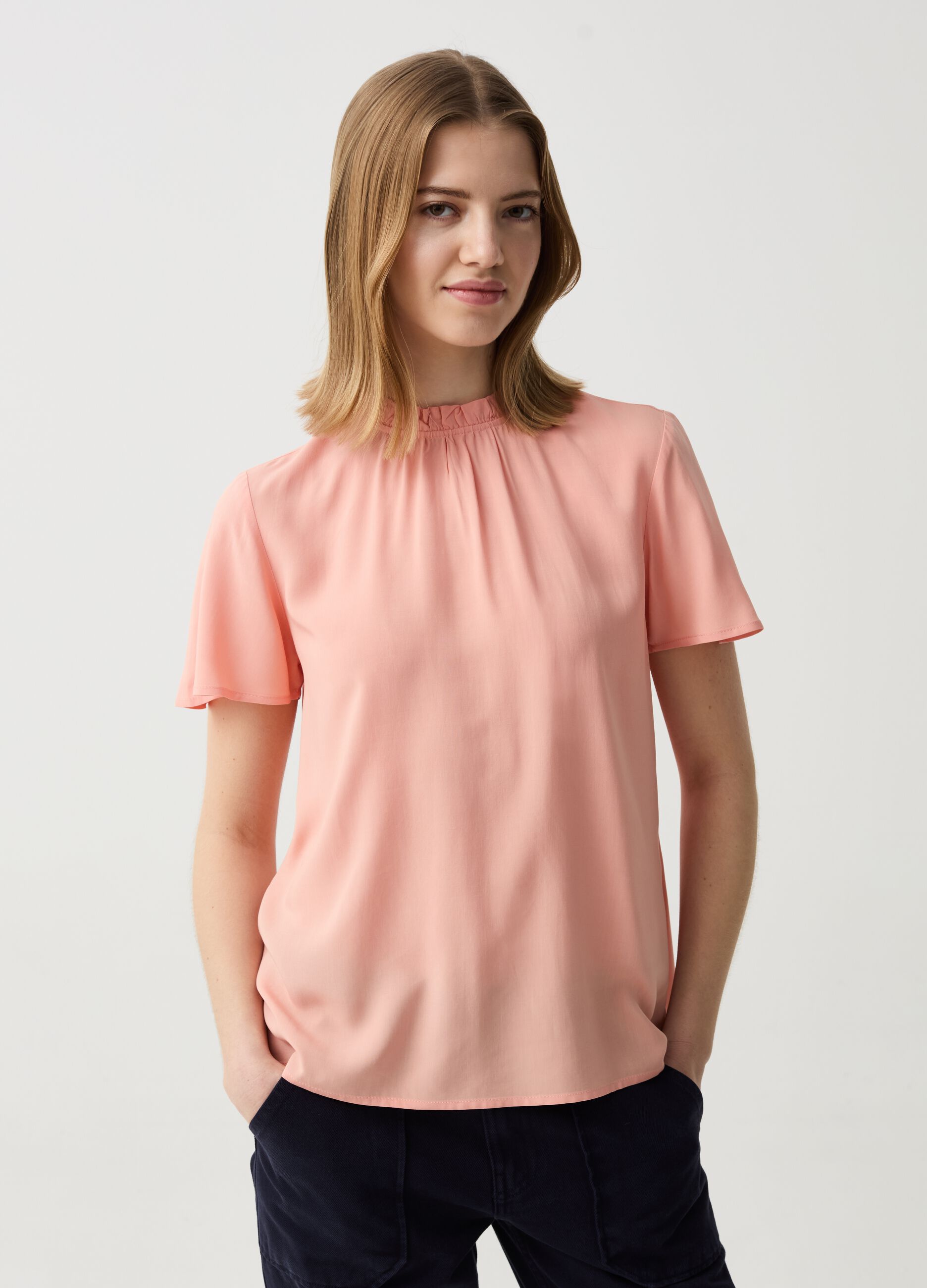 Viscose blouse with pleating