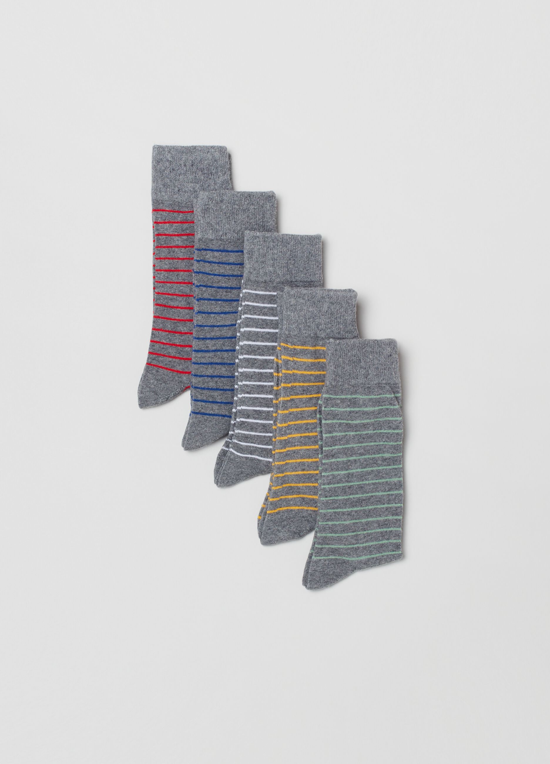 Set cinque calze midi a righe_0