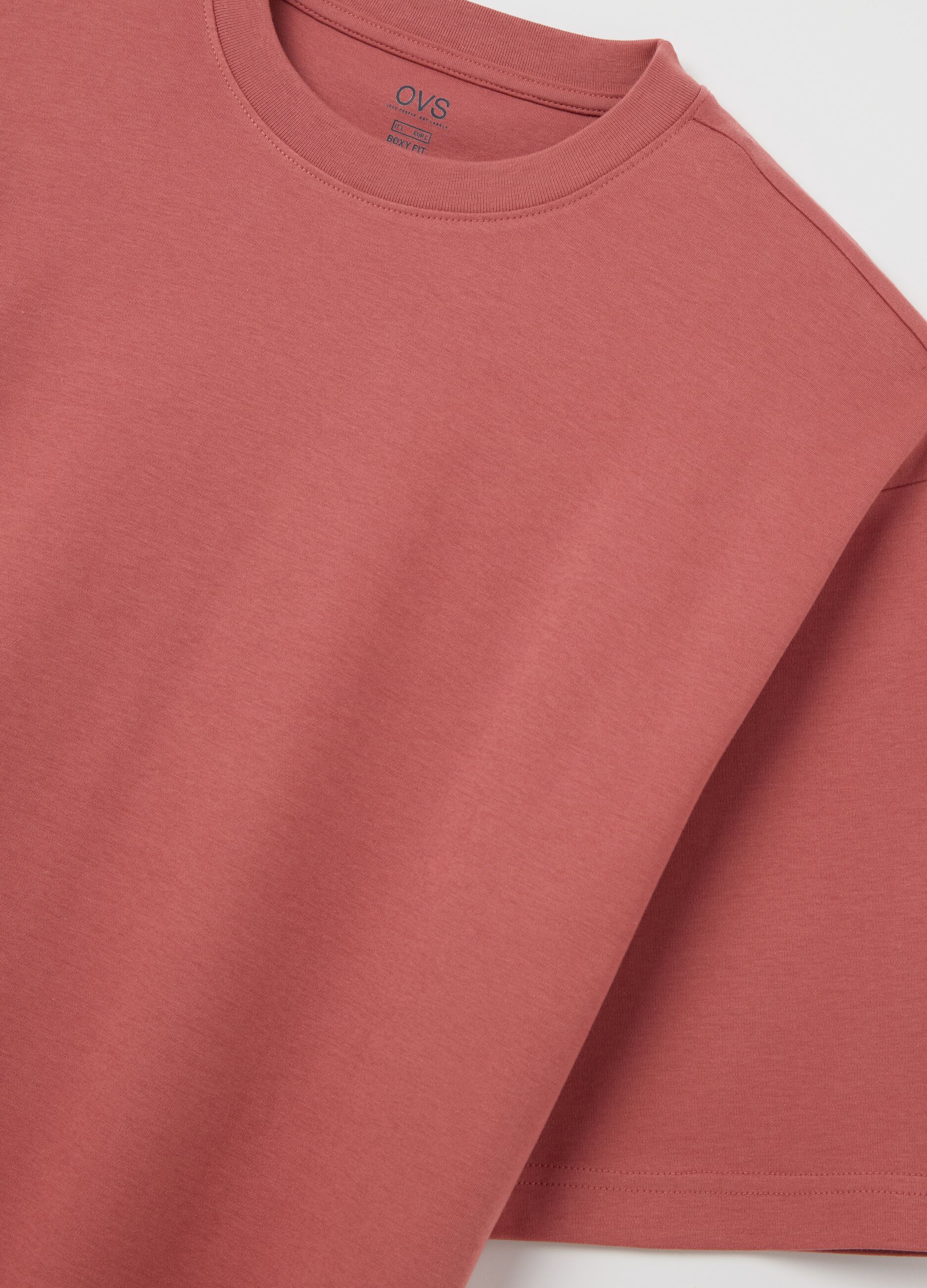 Boxy fit pink cotton t-shirt