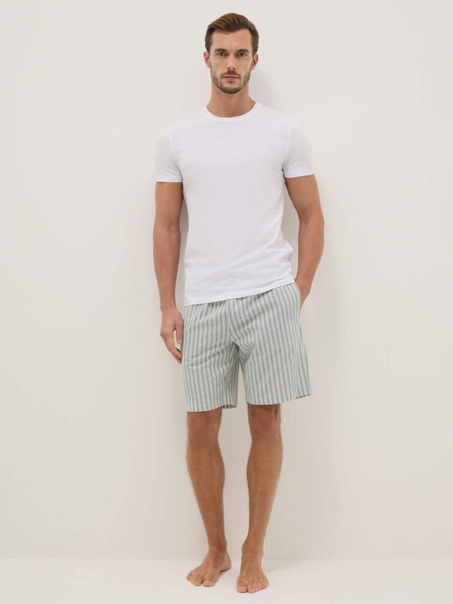 Multicoloured striped pure cotton regular fit pyjama shorts_0
