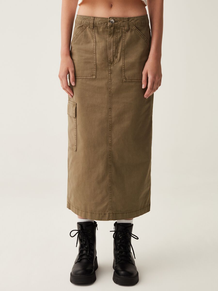 Gonna cargo midi in cotone_1