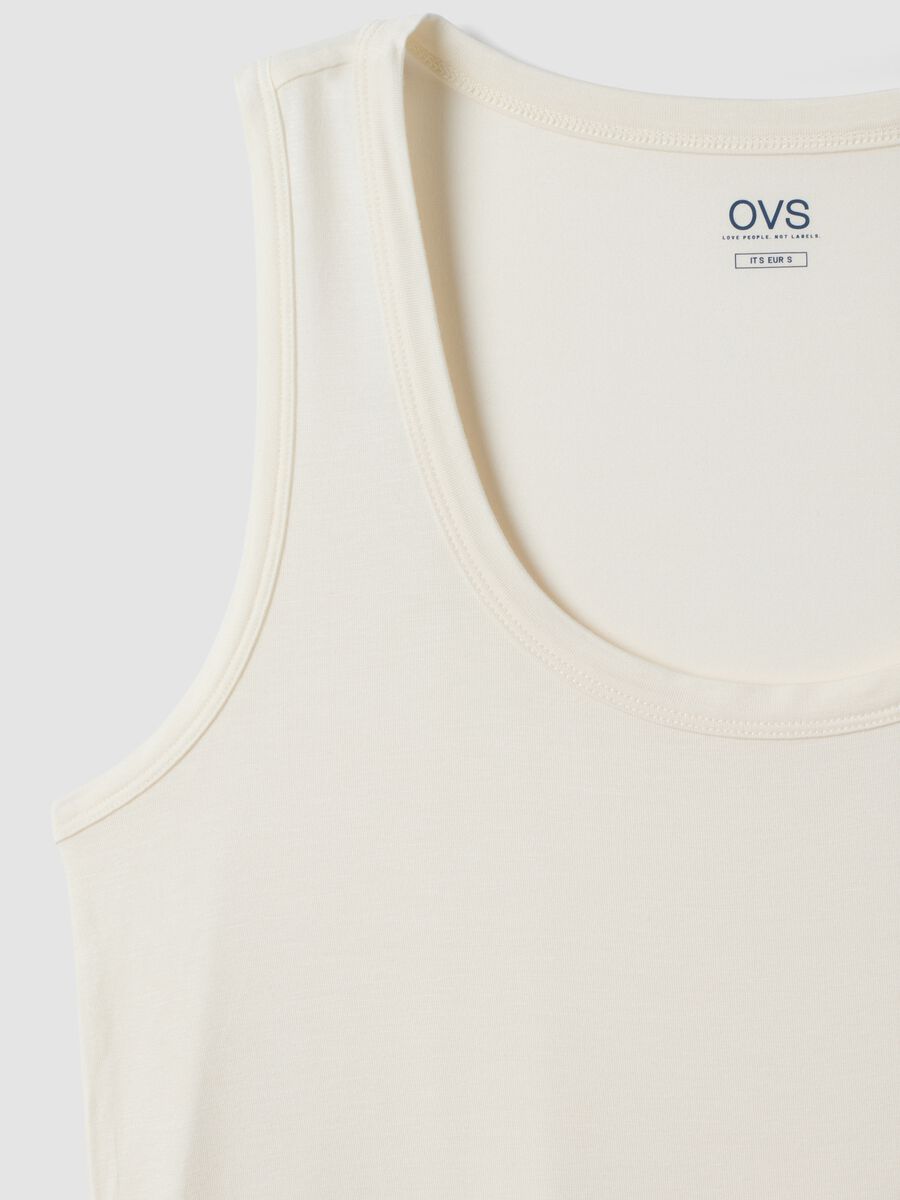Tank top bianco in viscosa elasticizzato regular fit_5