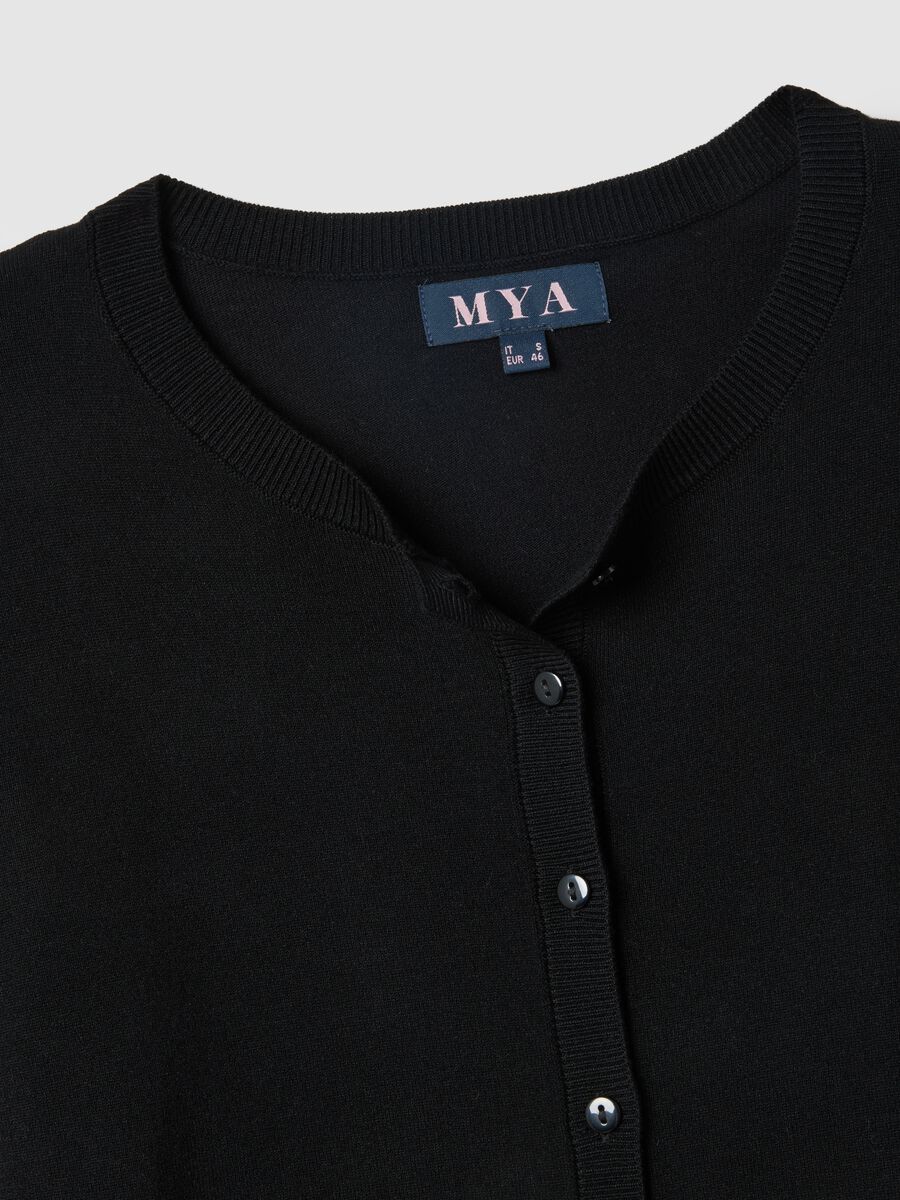 Black viscose blend regular fit cardigan with buttons_1