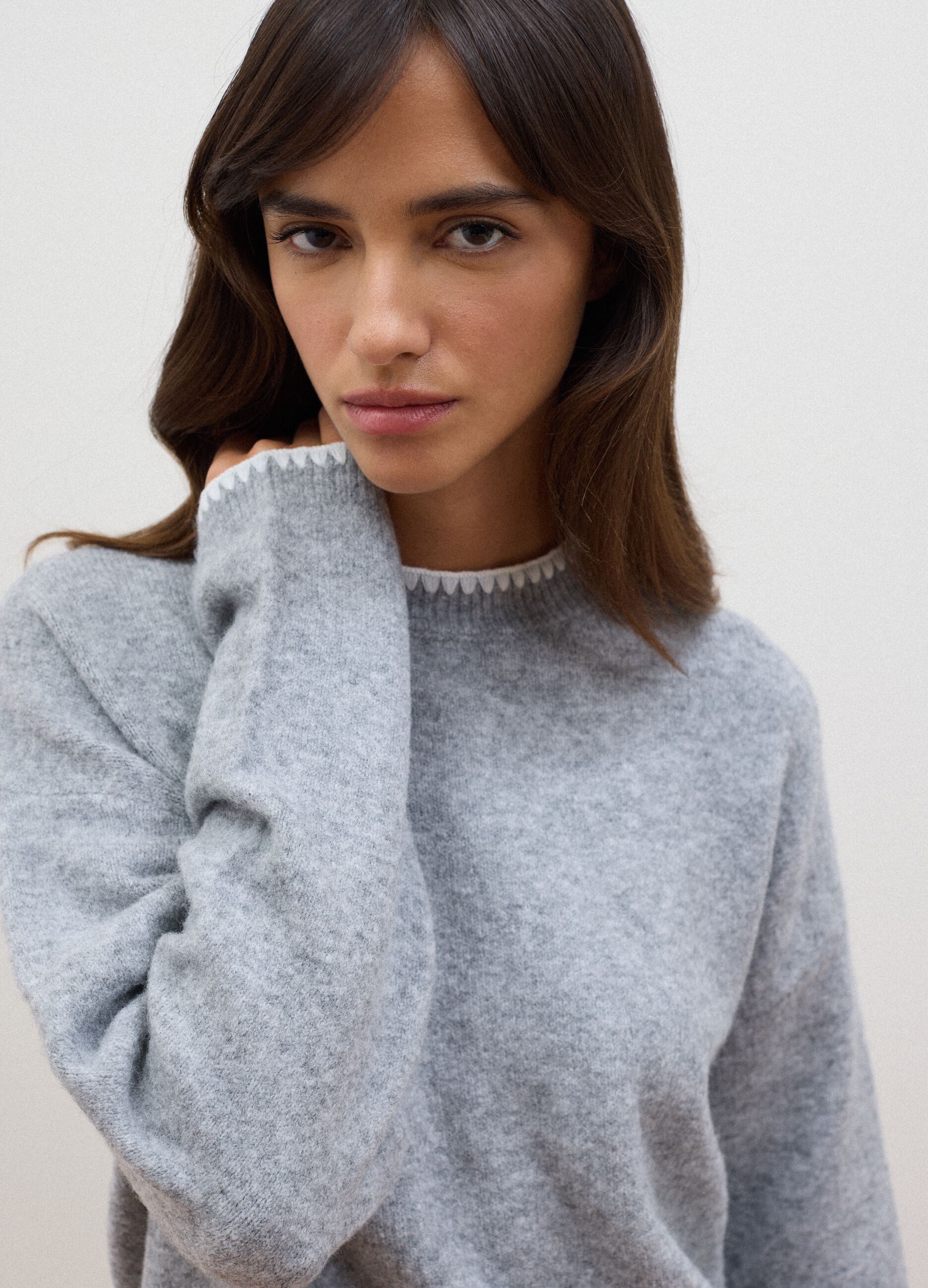 Grey stretch wool oversized jumper
