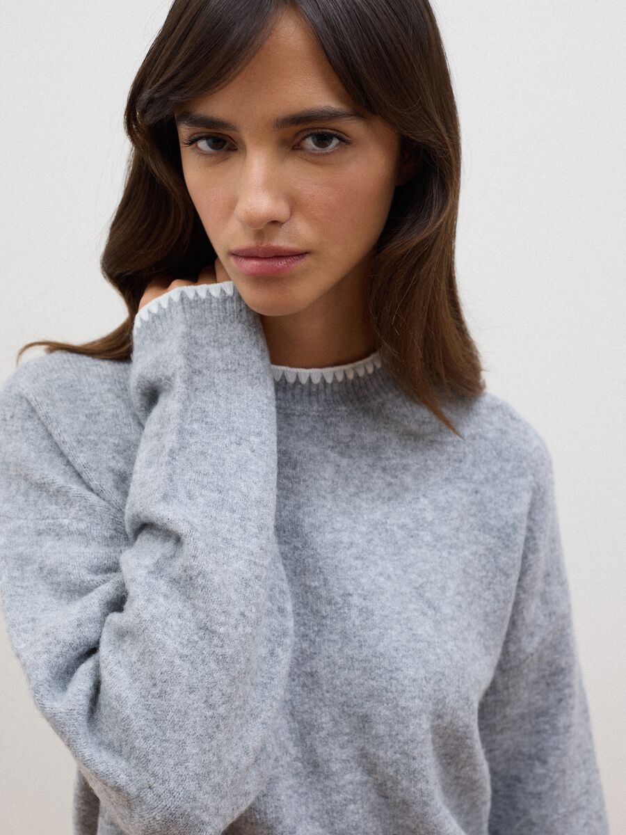 Grey stretch wool oversized jumper_0