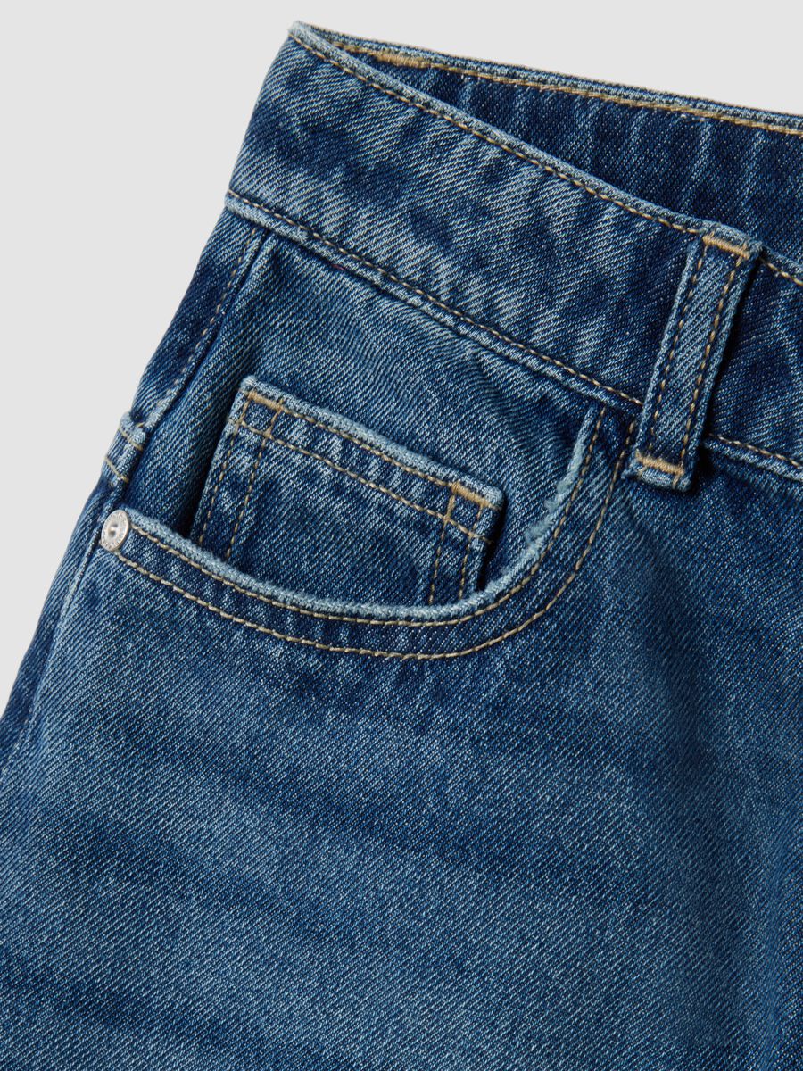 Shorts denim blu in puro cotone da bambino regular fit_3