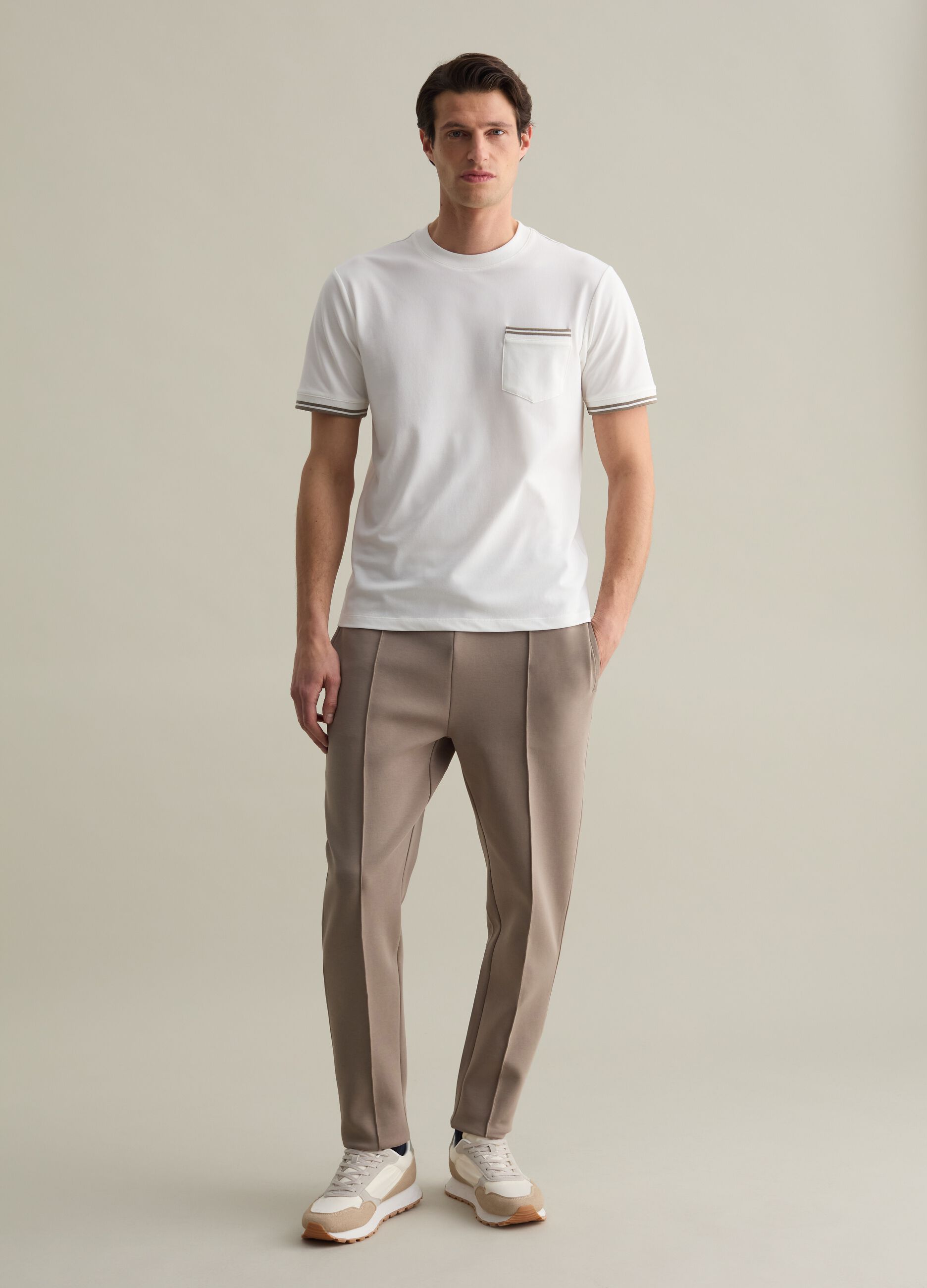 Technical fabric joggers with drawstring