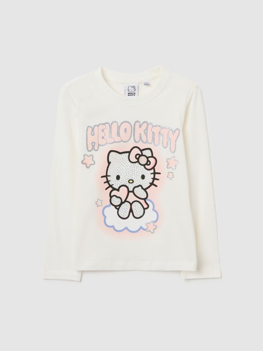 T-shirt da bambina in misto cotone bianca di Hello Kitty_0