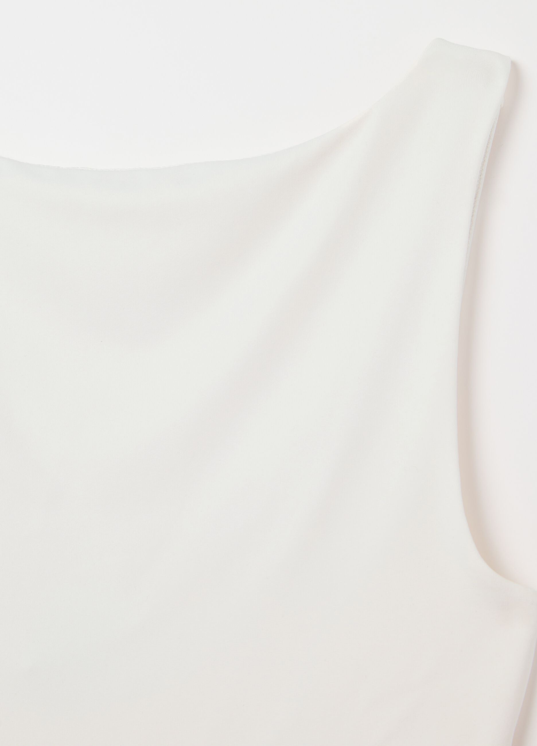 Canotta crop da donna in tessuto elasticizzato bianca fitted