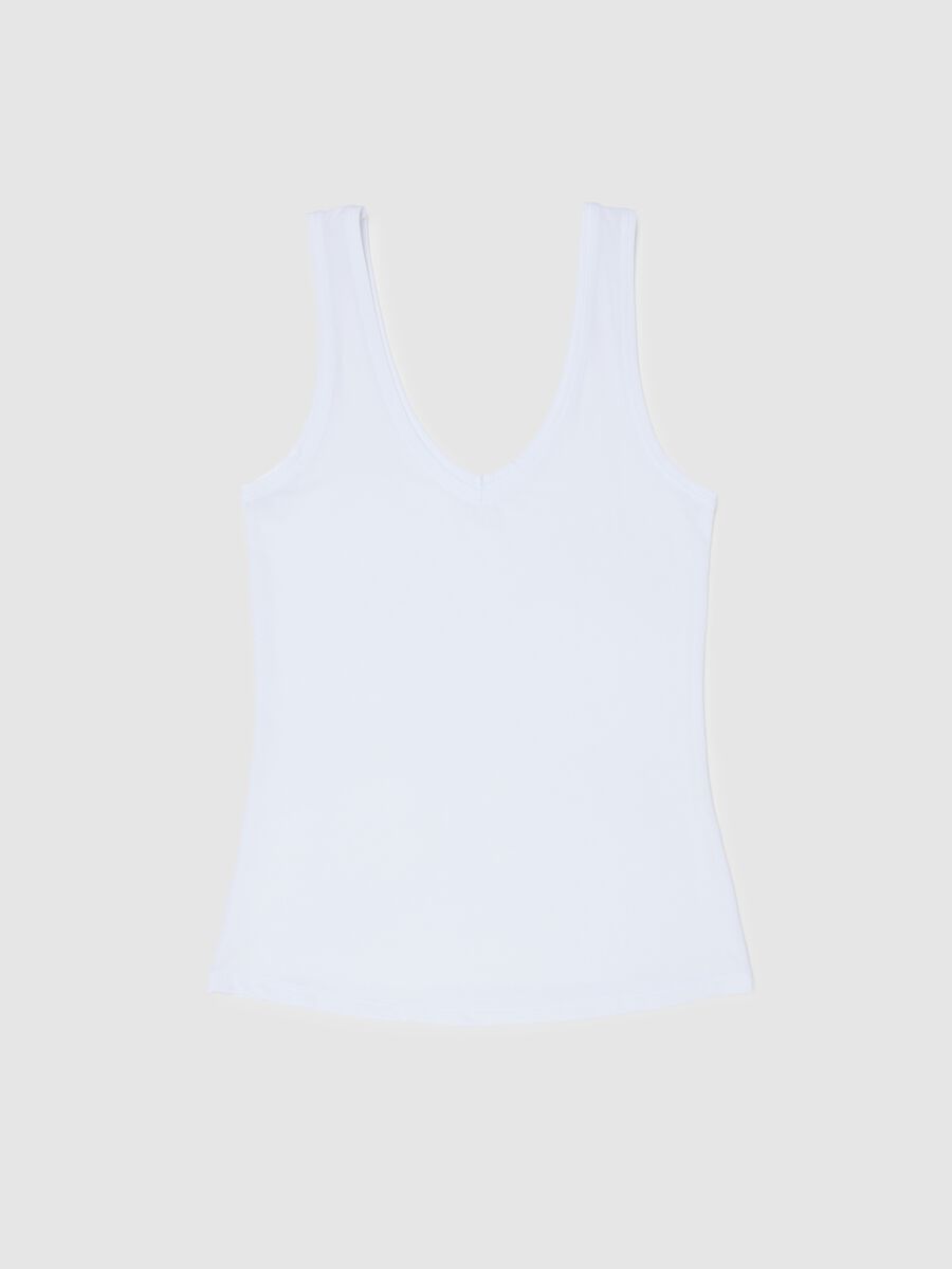 Canotta bianca deep V regular fit_4