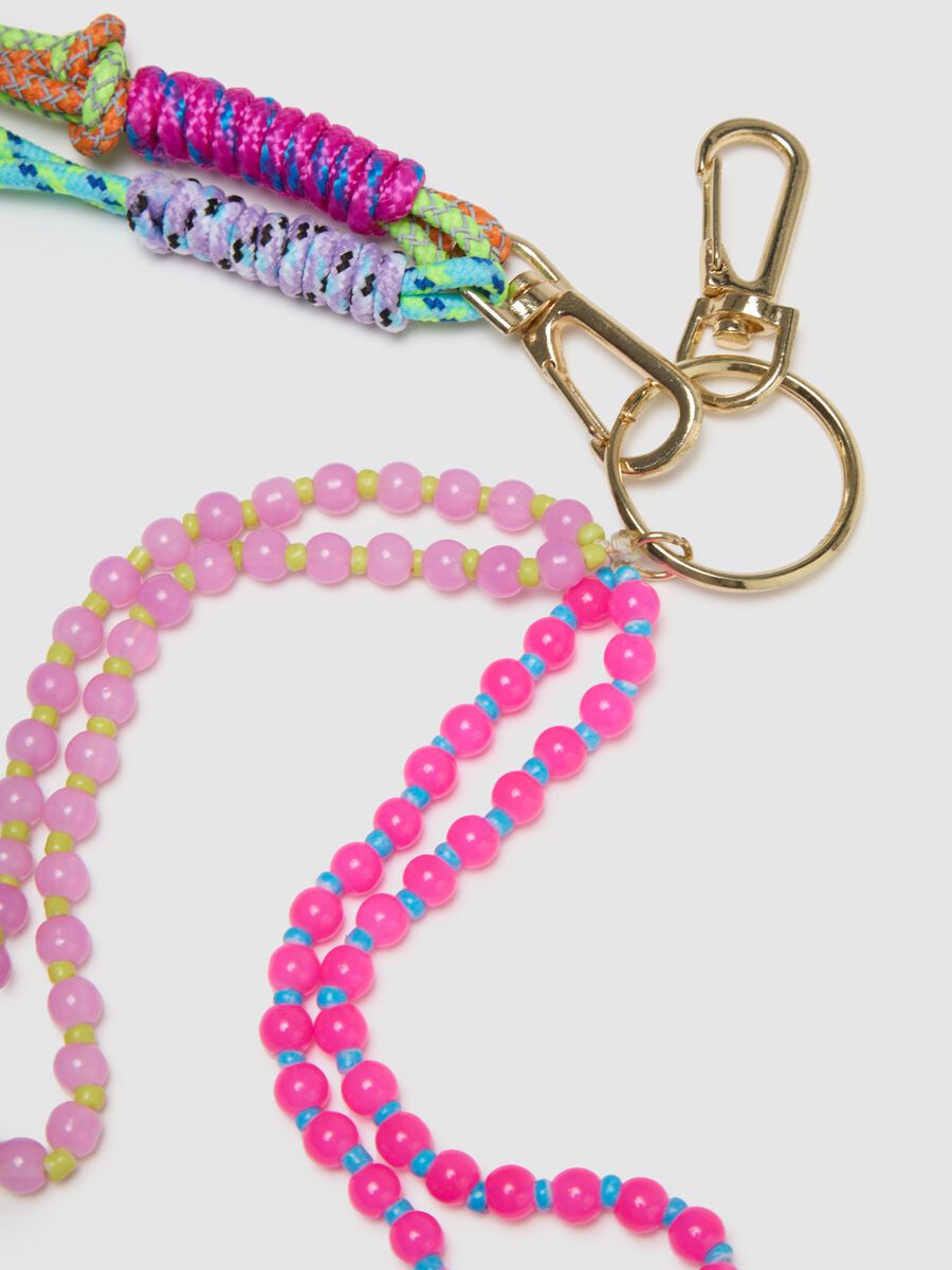 Multicolour mixed keychain with beads and cords_1