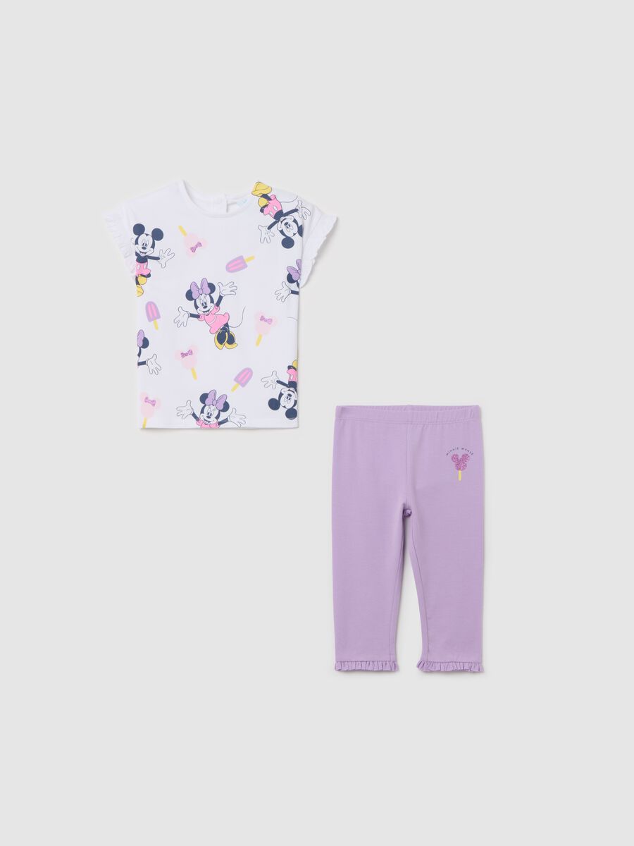 Stretch cotton jogging set with Minnie and Mickey Mouse print_0