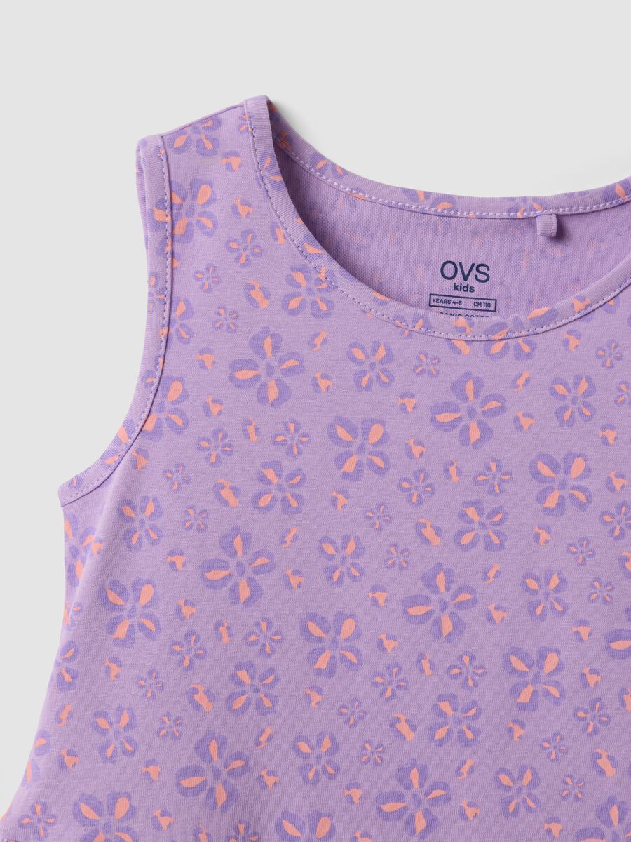 Purple pure cotton dress with floral print_2