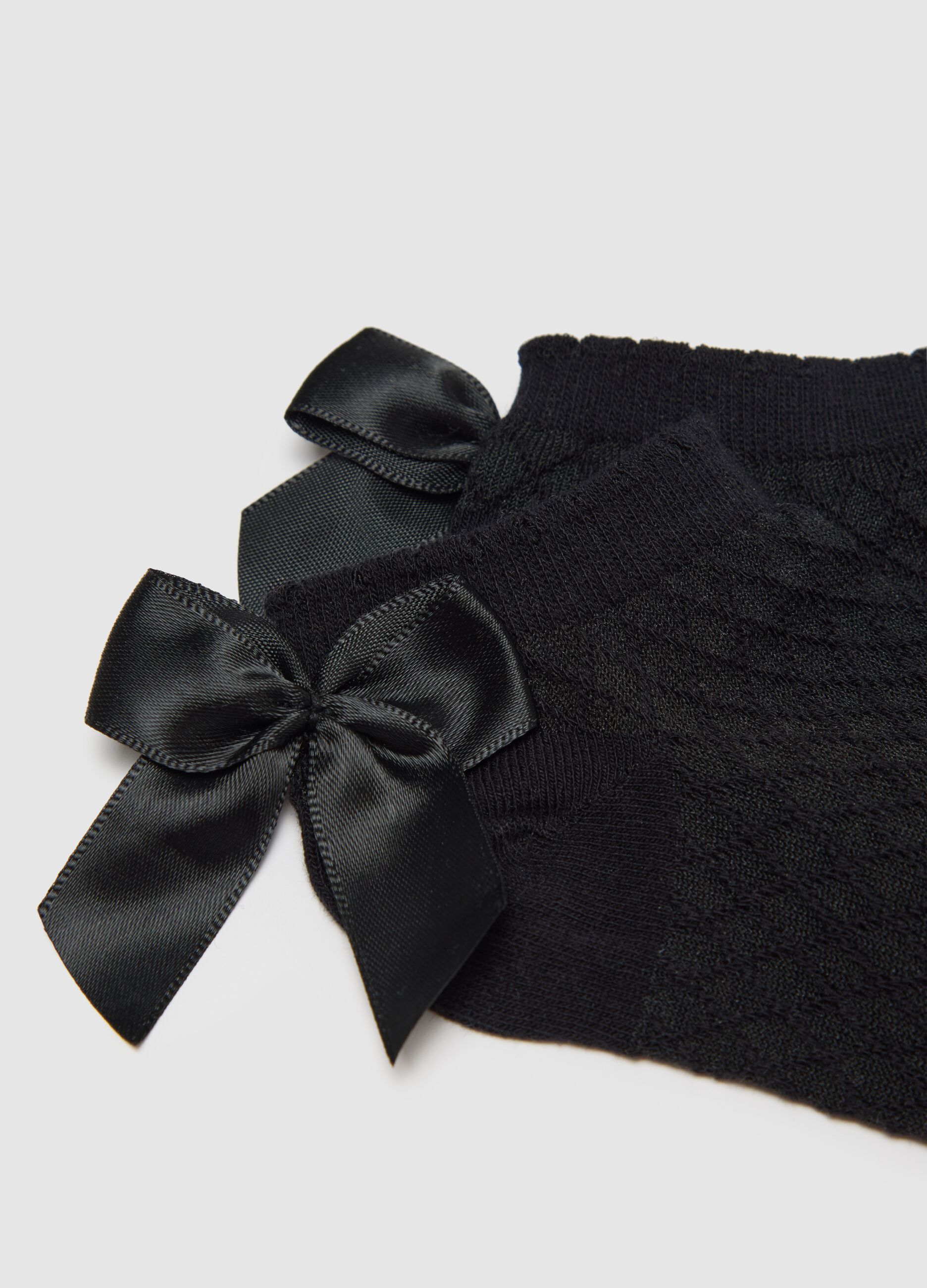 Girls' short socks with cotton bow detail