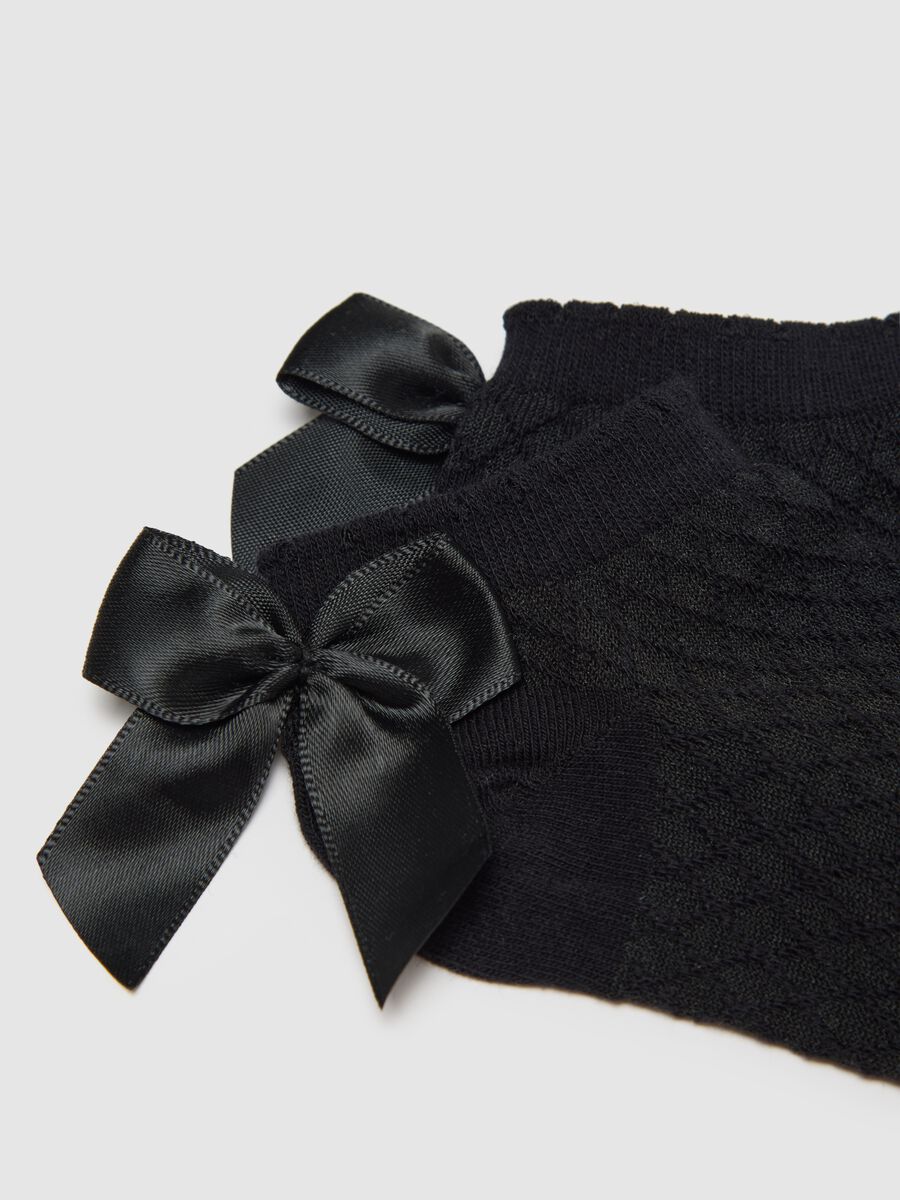 Girls' short socks with cotton bow detail_1