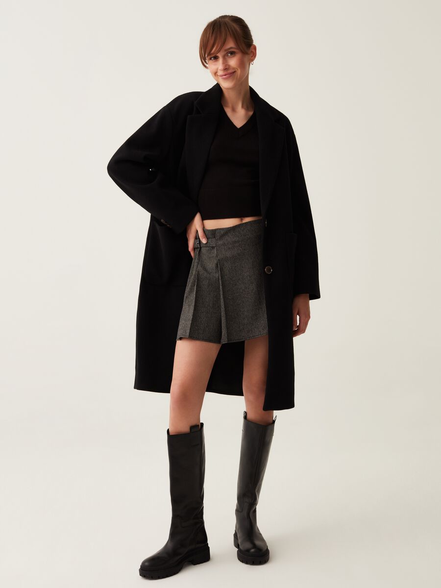 Cappotto lungo monopetto in panno_0