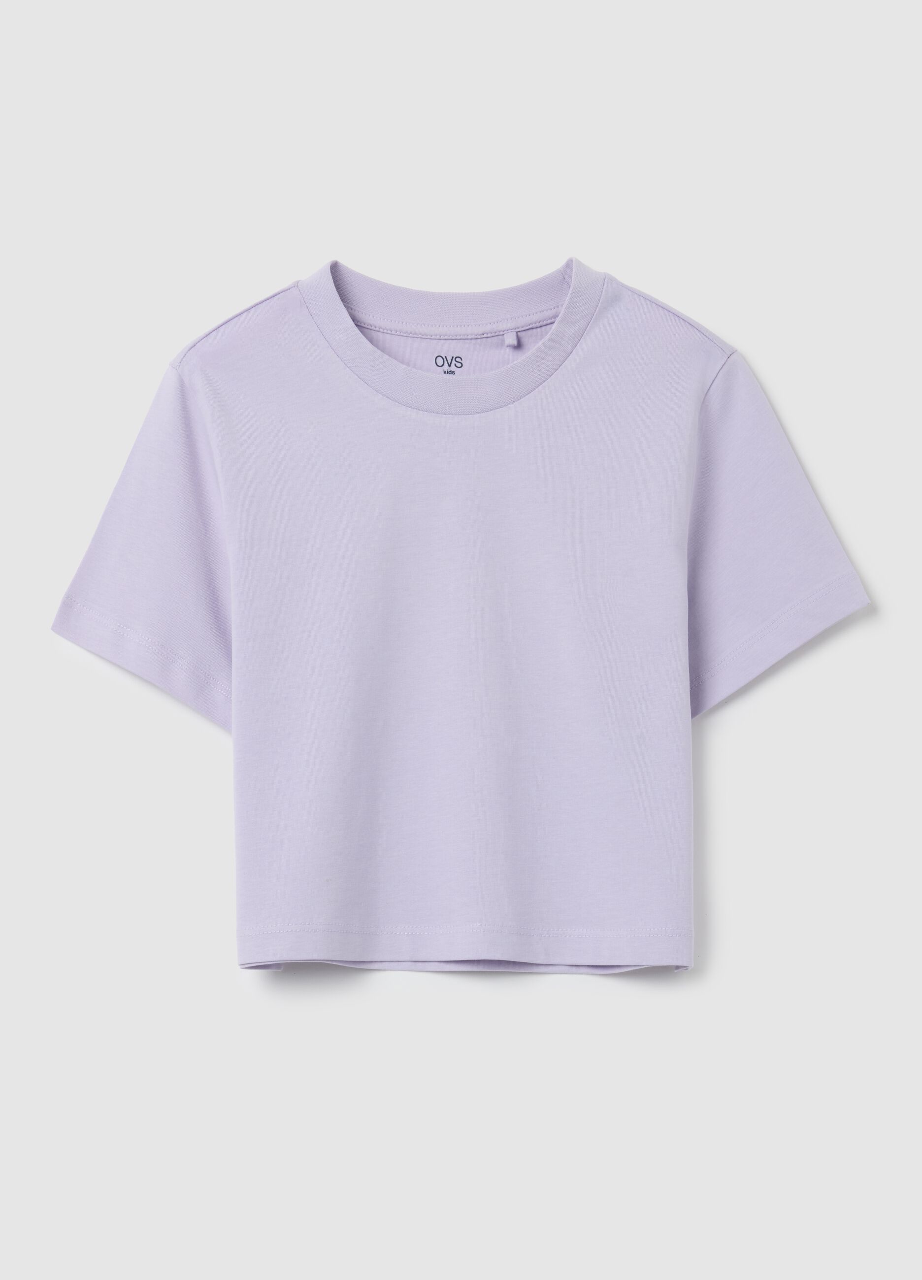 Girls' pure cotton purple crop T-shirt
