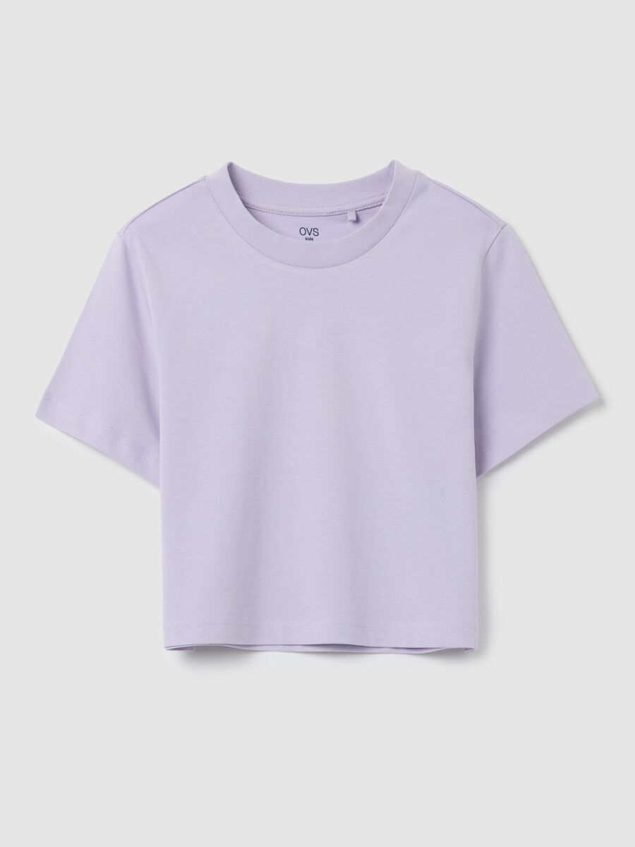 Girls' pure cotton purple crop T-shirt_3