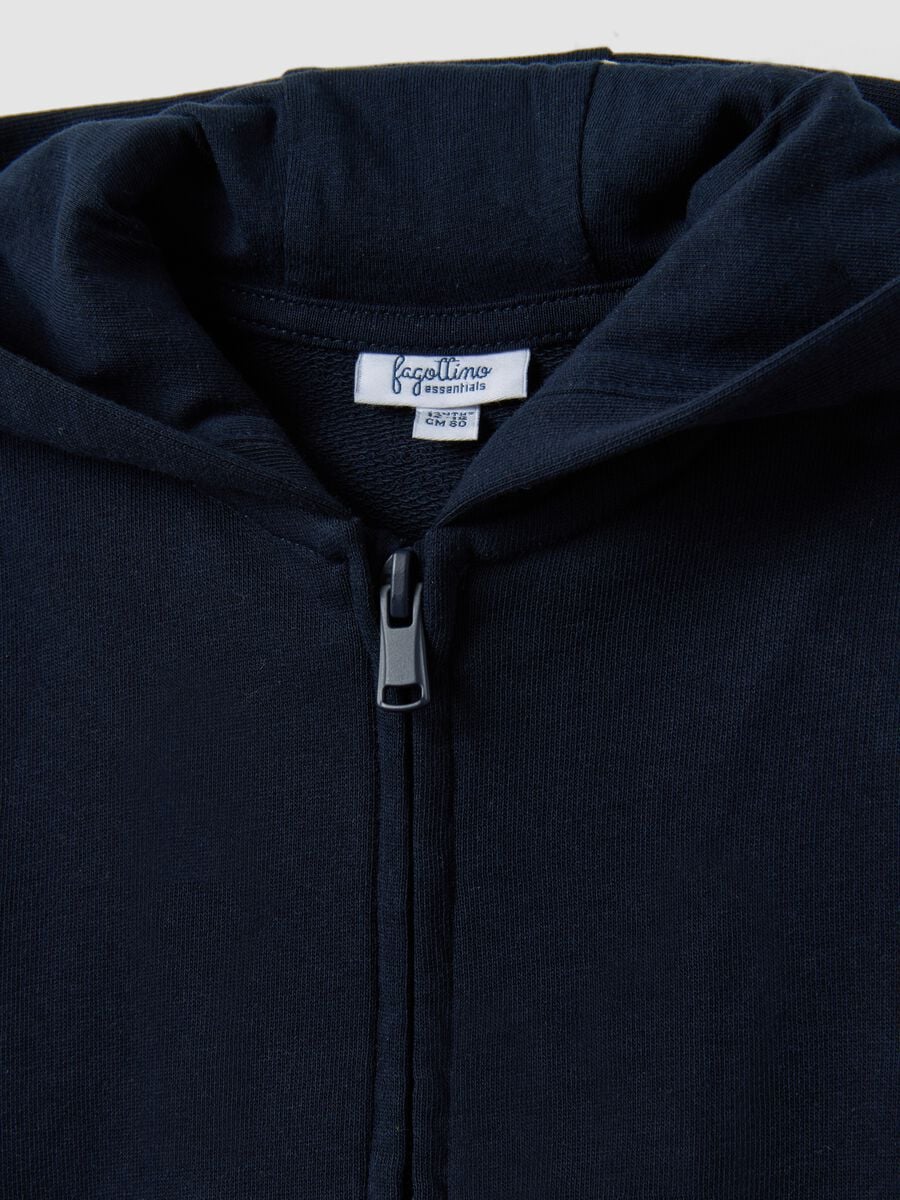 Blue hooded sweatshirt in pure organic cotton, regular fit for baby boy_2