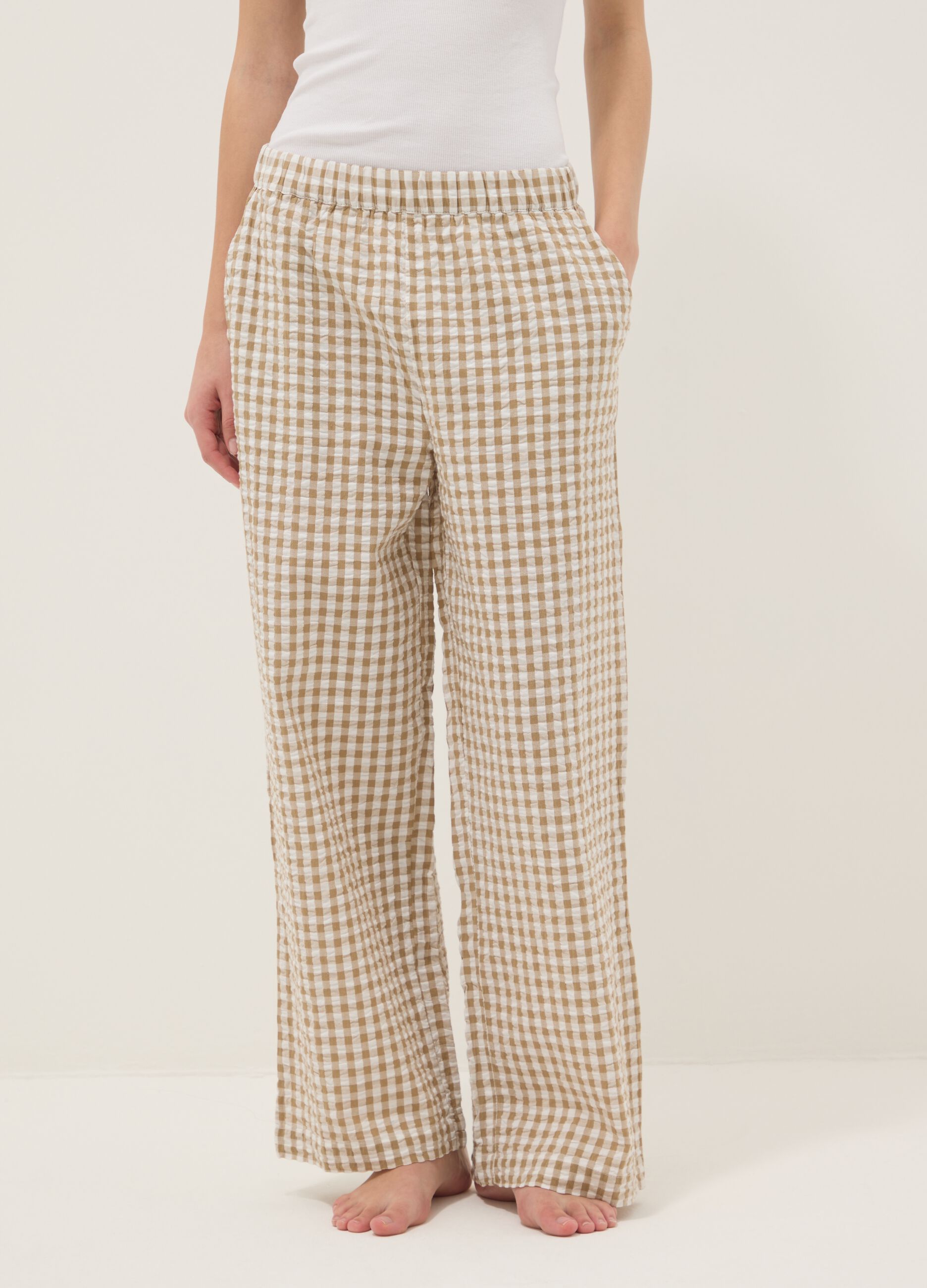 Multicolour check pure cotton pyjama trousers regular fit