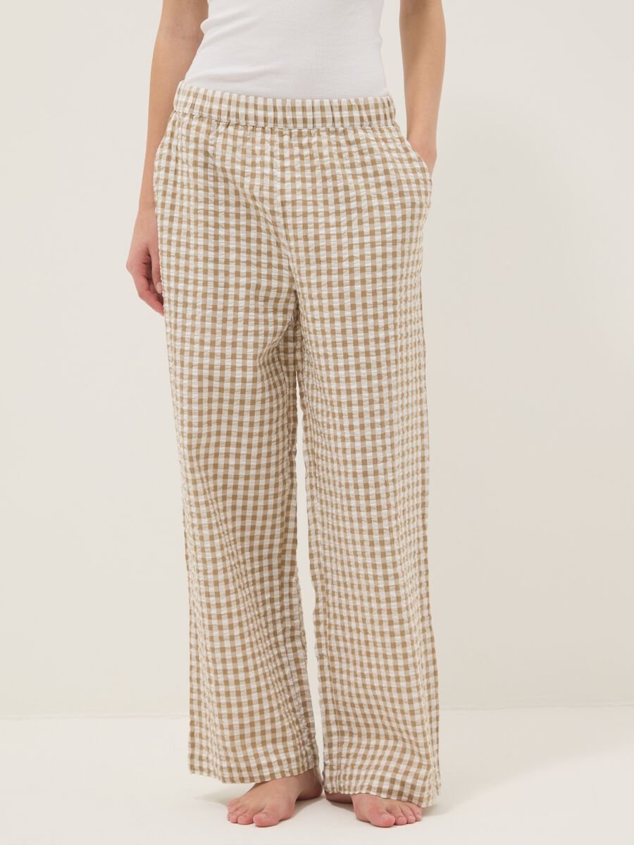Multicolour check pure cotton pyjama trousers regular fit_1