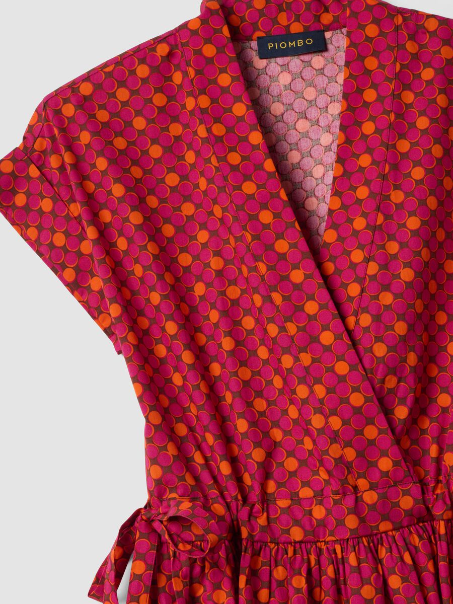Red pure cotton midi dress with printed pattern_5