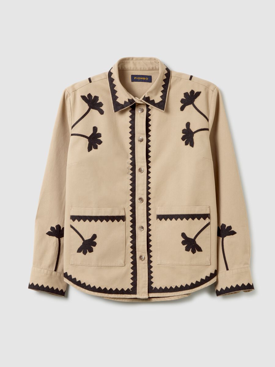 Beige jacket in pure multicolor cotton regular fit_4