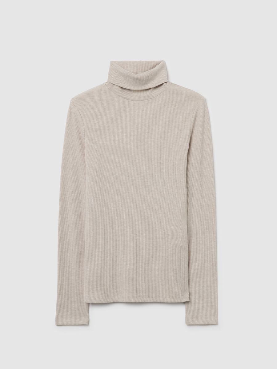 Maglia a collo alto beige regular fit_4