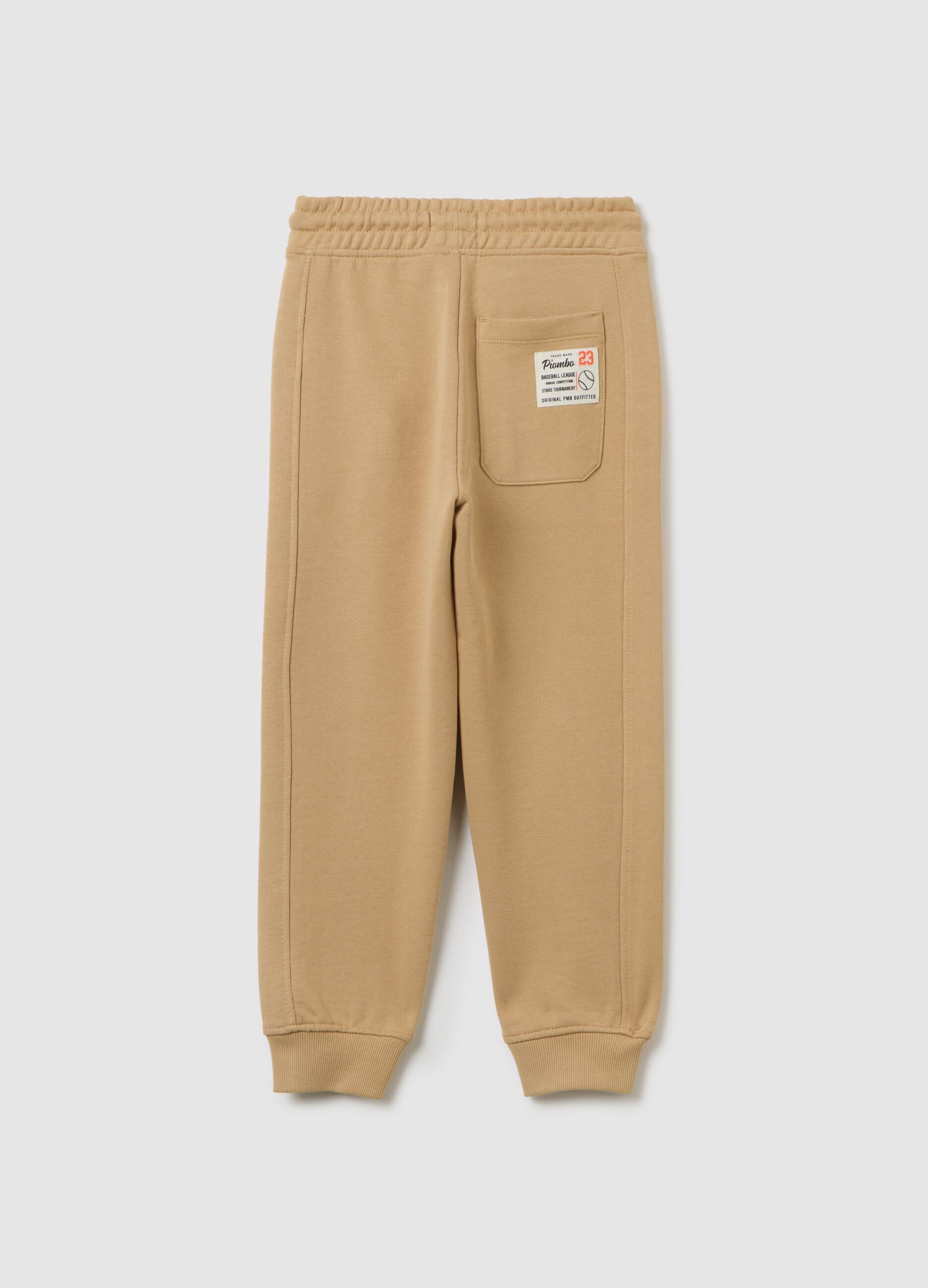 Children's trousers in pure beige cotton regular fit