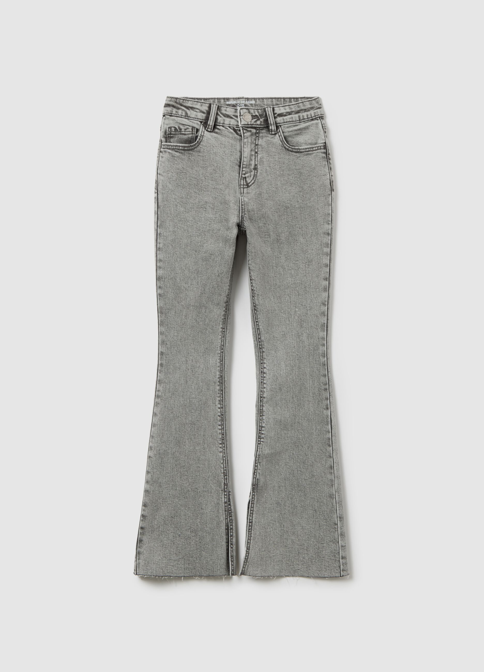 Stretch Grey Flare Jeans