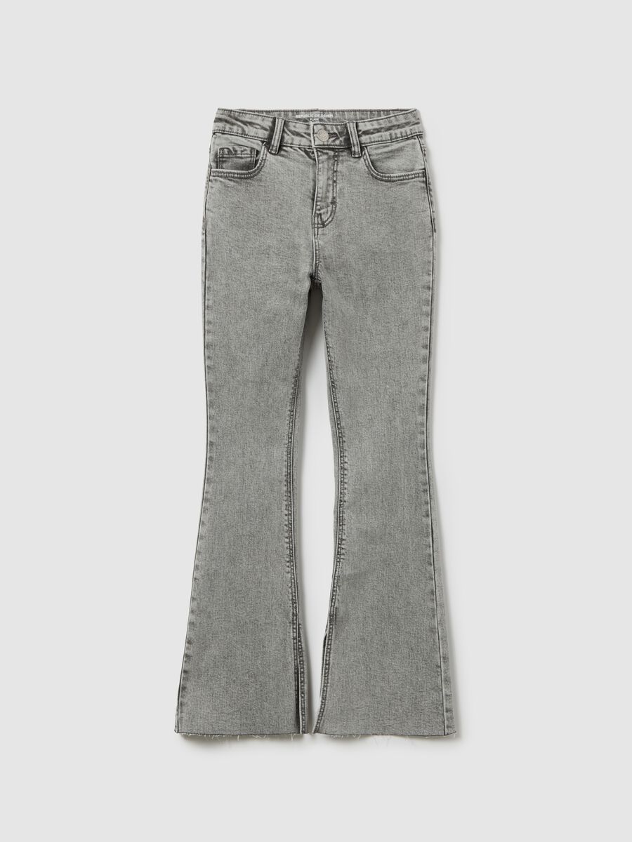 Stretch Grey Flare Jeans_0