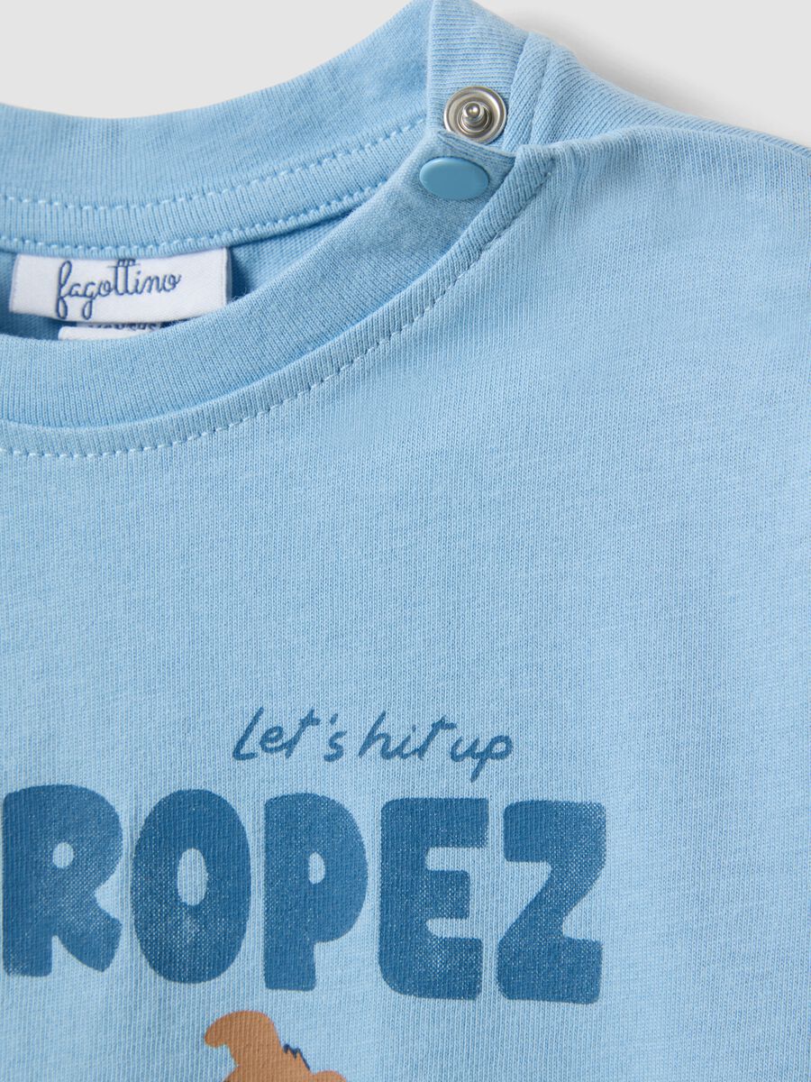 Light Blue Pure Cotton Boys&rsquo; Regular Fit T-shirt with Print_2