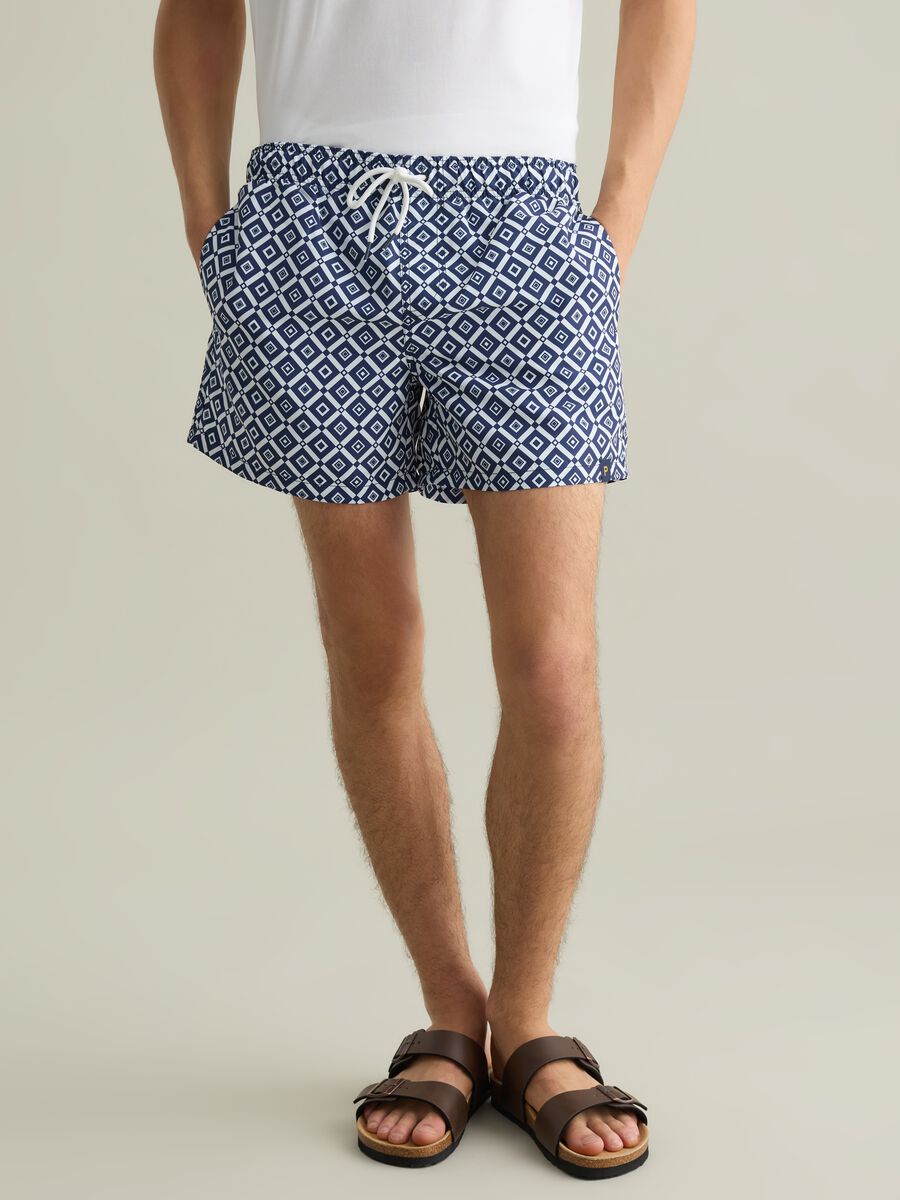 Men’s boxer shorts in multicoloured blended fabric with regular fit and print._1